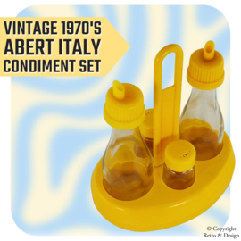 "Conjunto Vintage de Aceite y Vinagre de los años 1970 con Salero y Pimentero de Abert, Italia"