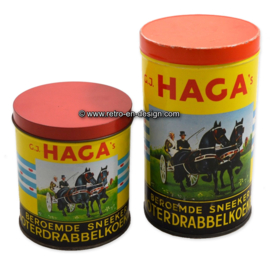 Lata vintage con caballos frisones para Drabbelkoeken por HAGA