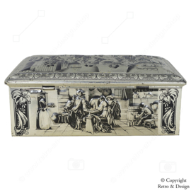 Boîte à Cigares Vintage en Métal avec Motif en Relief des Maîtres Anciens