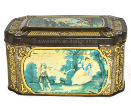 Caja de hojalata vintage con escenas románticas para el té De Gruyter