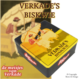 Lata de Galletas Verkade Encantadora con las Icónicas Chicas de Verkade - ¡Un Trozo de Historia!