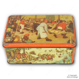 Vintage De Gruyter Kakaodose (1953) – Pieter Bruegel d. Ä., Kunst & Retro-Verpackung