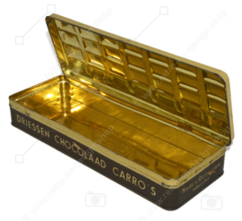 Elongated brocante tin box with relief lid for Carro's, chocolate from DRIESSEN