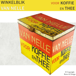 Boîte de Magasin Iconique Van Nelle pour Café et Thé (1930-1935) : Design Néerlandais et Histoire du Café en Un