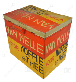 Blikken Trommel of Winkelblik voor Koffie en Thee van het merk Van Nelle, Rotterdam uit 1930