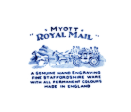 Set mit vier "Royal Mail" Wandtellern aus feinem Steingut/Porzellan von Myott Staffordshire