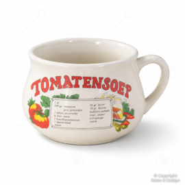 Vintage Dutch Soup Mug with Recipe – “Tomatensoep” Tomato Soup Bowl with Handle – 1970s Retro Kitchenware