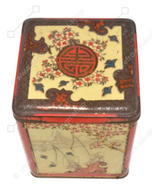 Rectangular tea tin with oriental scenes in relief for NIEMEYER