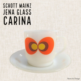 Schott Mainz, JENAer Glas Carina, peacocks eyes. Cup and saucer