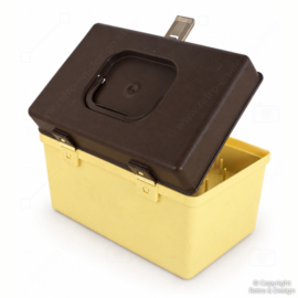 Vintage Curver naaikoffer crème met bruin deksel – jaren 70