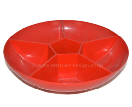 Vintage jaren 60 / 70 gevlochten plastic snackschaal van Emsa in bruin en rood