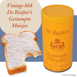 Entdecke die Nostalgie: Vintage Dunkelgelbe Dose für De Ruijters "Gestampte Muisjes"