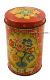 Lata vintage o recipiente de almacenamiento para té con estampado floral 1950/1959