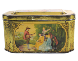 Vintage tin box with romantic scenes for De Gruyter tea