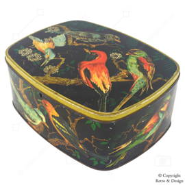 Large Vintage Tin with Tropical Birds by Etabl. J. Schuybroek (1960-1970)