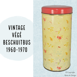 "Betoverende Nostalgie: Vintage Beschuitbus van VéGé - Bloemen, Bijtjes en Vlinders"