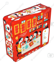 Square Verkade biscuit tin with illustrations by Esther Aarts