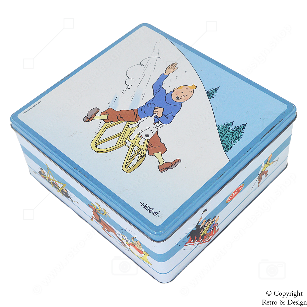 Lata Vintage de Galletas Delacre “Tintín y Milú en el Trineo” – Edición Limitada de Colección (2003)