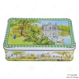 "Vintage Verkade Cookie Tin with Dutch Landscapes and Houses"