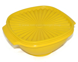 Vintage Tupperware servalier bowl with lid, yellow