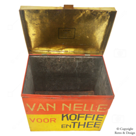 Icono de Lata de Tienda Van Nelle para Café y Té (1930-1935): Diseño Holandés e Historia del Café en Uno