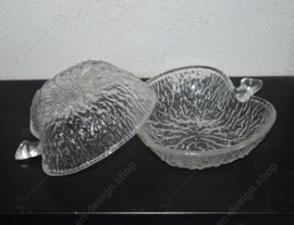 Set of 7 glass apple bowls. 1 large, 6 small ones