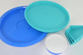 Centro de servicio de colección Tupperware Preludio con seis compartimentos, verde/azul/blanco