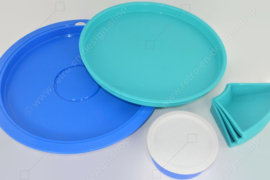 Tupperware Preludio collection service mit sechs Fächern, grün/blau/weiß