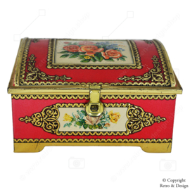 Elegant Vintage Tin Candy Box with Rose Decoration