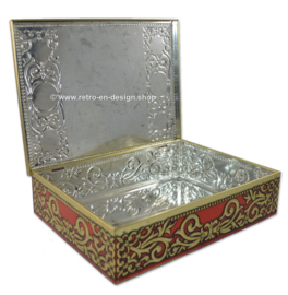 Large vintage tin box with flower decoration