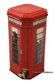 Lata de té vintage con forma de cabina telefónica inglesa