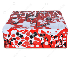 Square cookie tin 125 years Verkade in red, white and black