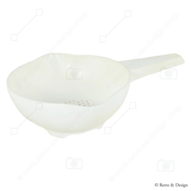 Vintage white Tupperware colander or strainer with long handle