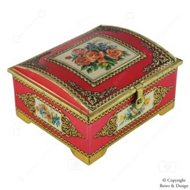 Elegant Vintage Tin Candy Box with Rose Decoration