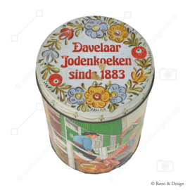 Lata vintage Davelaar Jodenkoeken con las ciudades Spakenburg, Marken y Volendam