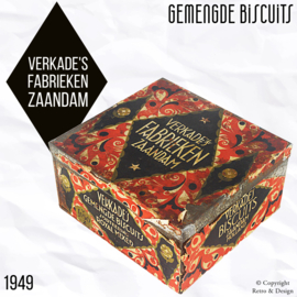Lata Nostálgica Verkade de 1949 – Lata Rectangular de Exhibición para Galletas Variadas