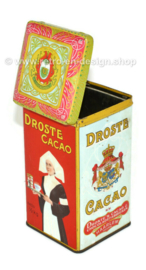 Vintage Droste Hollands cacaoblik met rechte letters en verpleegster, netto 1/2 KG