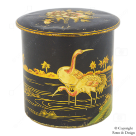 Boîte à Thé Vintage De Gruyter avec Grues et Décorations Florales – Un Joyau Historique