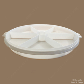 Tupperware Vintage "Susan" Plat à Partys – 6 Compartiments, avec Poignée et Couvercle (Ø 33 cm)