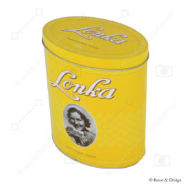 Lata retro oval amarilla de Lonka para Fudge Tradicional