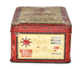 Boîte en fer blanc vintage pour tabac par Niemeijer «Roode-Ster Light Fragrant Smoking Tobacco»