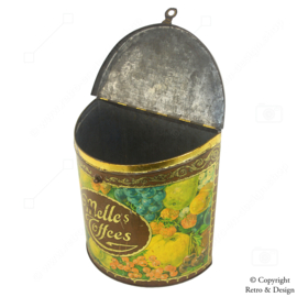 Boîte Vintage Semi-Cylindrique en Fer-Blanc pour Bonbons Van Melle avec Décoration de Fruits (1915-1930)