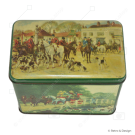 Vintage tea tin from 'De Gruyter' with an English hunting scene