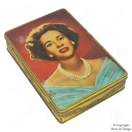 Vintage Tin Box Featuring Queen Fabiola of Belgium - Superchocolat JACQUES - 1960s