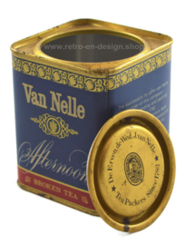 Blauw, blikken theebusje Van Nelle's Afternoon Tea, 128 gram
