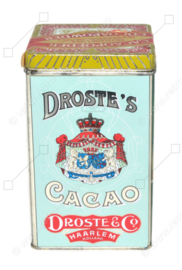 Quadratische Vintage-Kakaodose mit losem Deckel, "Droste's Cacao", Zwei Haarlemer Mädchen