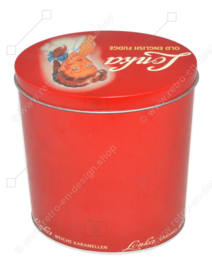 Oval red retro tin made by Lonka for soft caramel