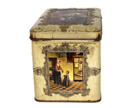 Vintage tin with images of old master paintings