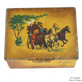 Lata vintage con representación de carruaje tirado por caballos para té Pickwick de Douwe Egberts
