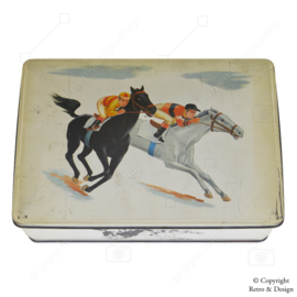 "Boîte étain nostalgique de la course de chevaux Van Melle : Un voyage à travers l'histoire vintage"